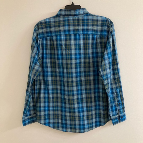 Columbia Battle Ridge Shirt Mens Large Blue Plaid Regular Fit Zip Pocket - Picture 6 of 7